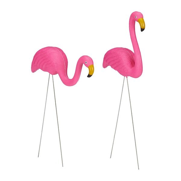 relaxdays 2er-Pack Gartenfiguren Flamingo