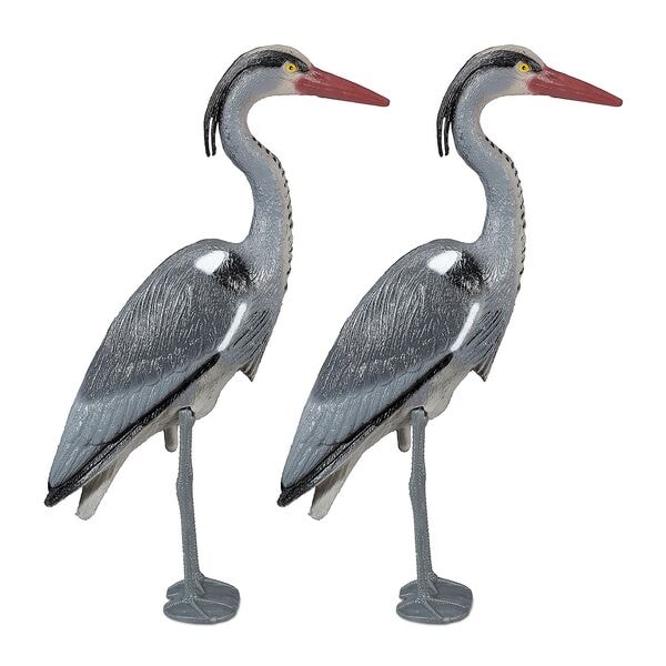 relaxdays 2er-Pack Gartenfiguren Reiher