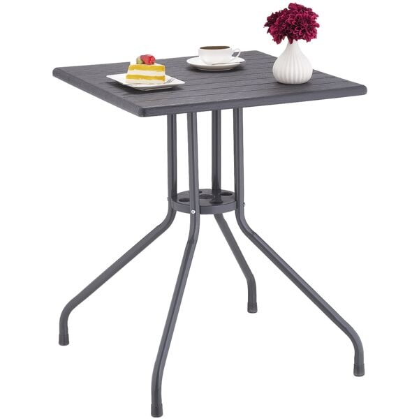 relaxdays Gartentisch in Holz-Optik grau 61 x 61 cm