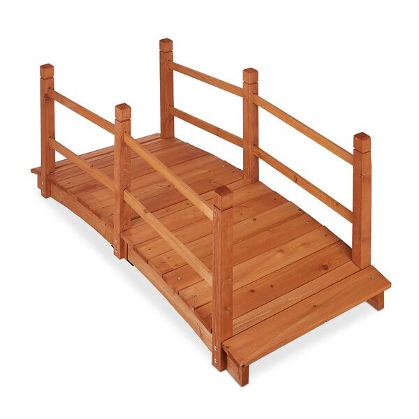 relaxdays Holz Teichbrücke mit Geländer