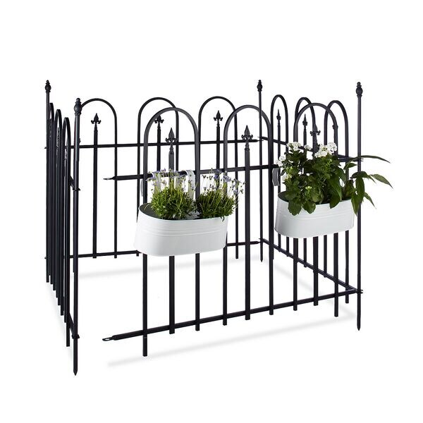 relaxdays 4-tlg. Gartenzaun Metall GOTH