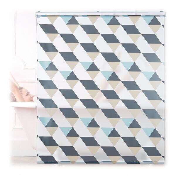 Relaxdays Duschrollo Mit Geometrischem Design 140x240 Cm Grau, 140 Cm