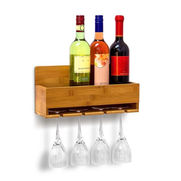relaxdays Weinregal mit Glashalter 17 x 37 x 11,5 cm