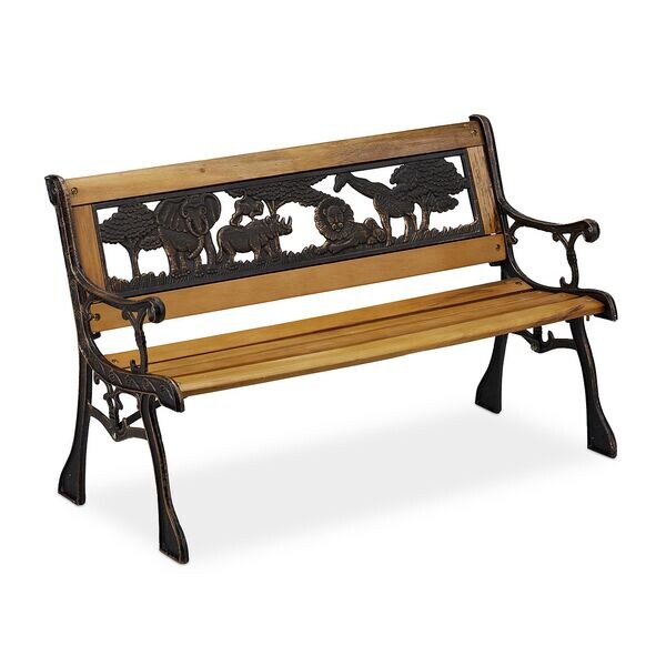 relaxdays Kinder Gartenbank mit Tiermotiv, 78 cm