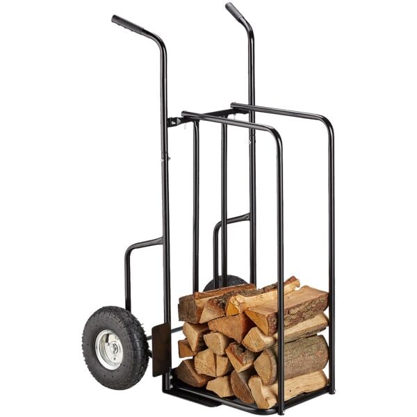 relaxdays Kaminholzwagen XL aus Metall schwarz
