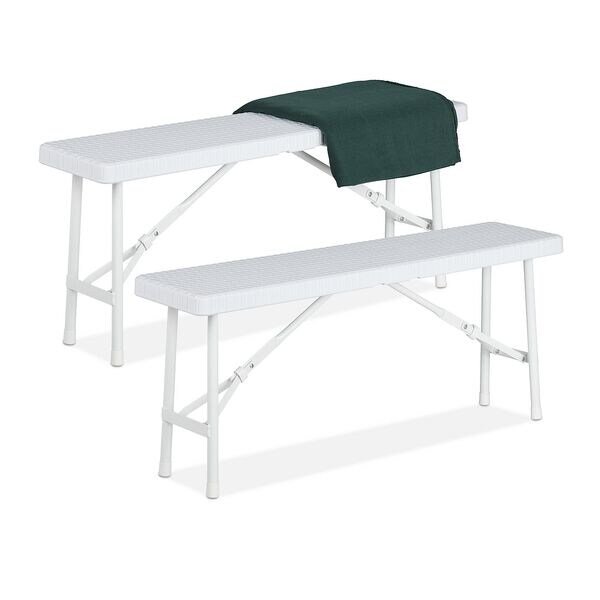 relaxdays 2er-Set Bierbank Weiß, 100 cm