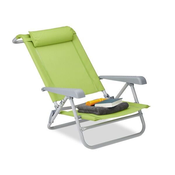 relaxdays Liegestuhl mit Nackenkissen klappbar Grün