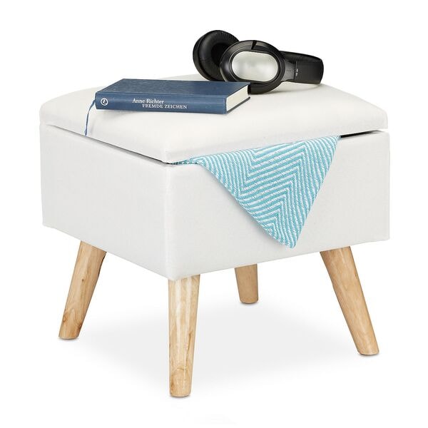 relaxdays Hocker mit Stauraum Weiß