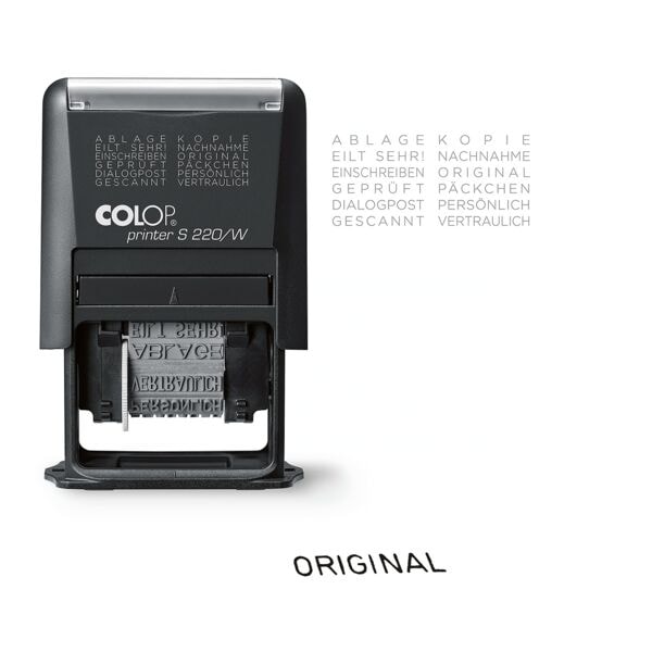 Colop Selbstfärbender Phrasenstempel »Printer S 220/W«, 2.5 cm