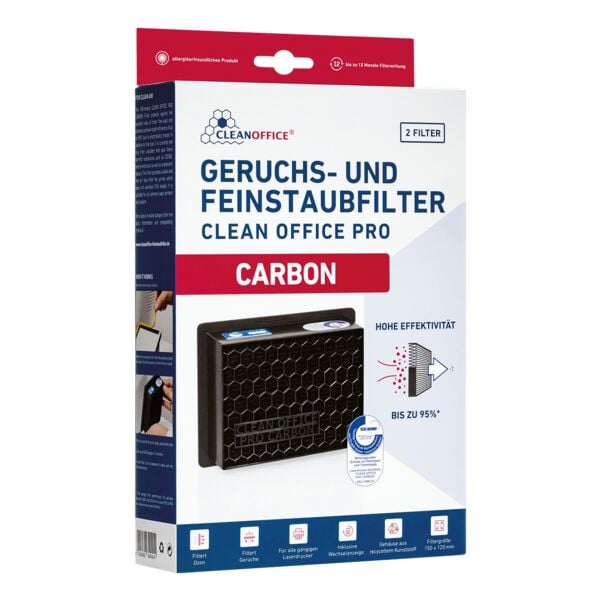 Clean Office 2er-Pack Feinstaubfilter Carbon 15x5x12 cm schwarz