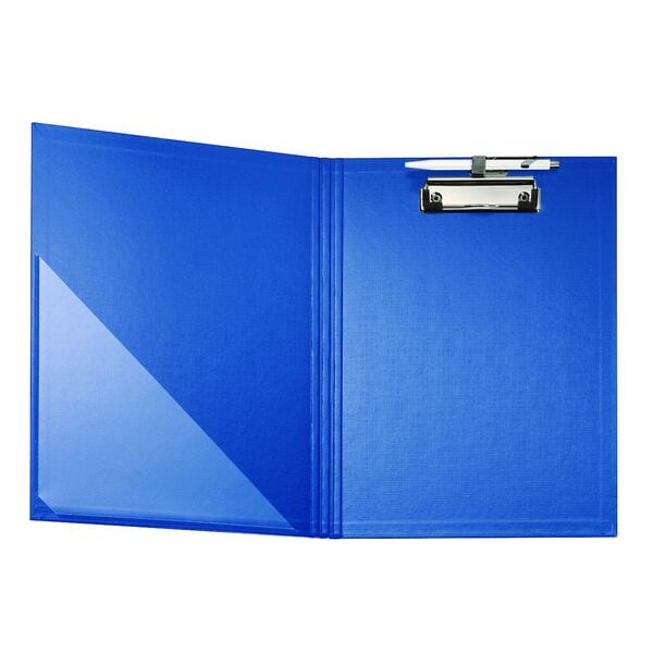 Falken Klemmbrettmappe Mit Stiftehalter Din A4 Karton Mit Folienüberzug Einfarbig Blau, 24x33 Cm