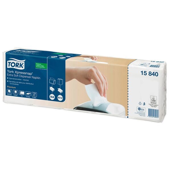Tork Papierservietten Xpressnap Extra Soft weiß 2-lagig 500 Stück, 33x21.3 cm