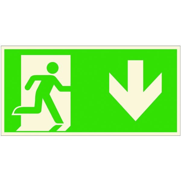 Safety Marking Rettungszeichen-Aufkleber »Notausgang rechts / abwärts« 30,0 x 15,0 cm PVC-Folie