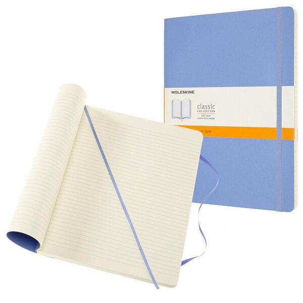 Moleskine Notizbuch Classic Collection Flexibler Einband Liniert 192 Seiten Hortensienblau Blau