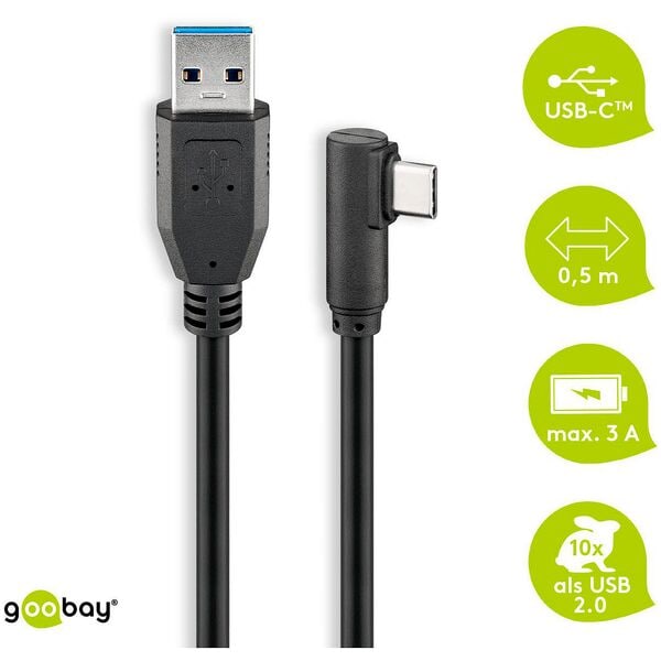 goobay USB-Kabel Adapterkabel USB C/USB 3.0 A 0.5 m schwarz