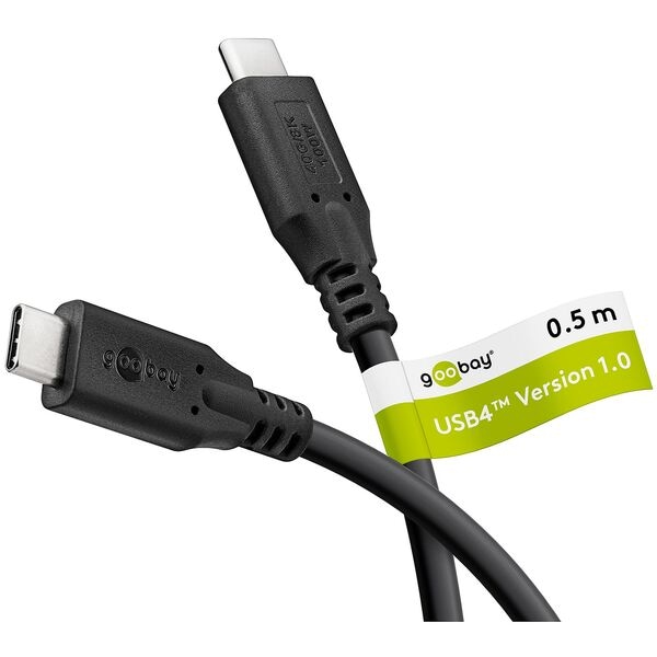 goobay USB-Kabel USB 4 100W schwarz 0.5 m schwarz