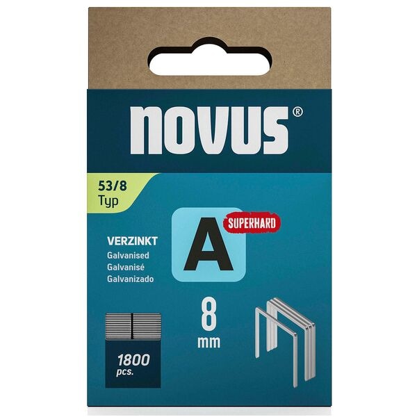Novus Heftklammern »53/8 Feindraht Superhart« 1.800 Stück Grau