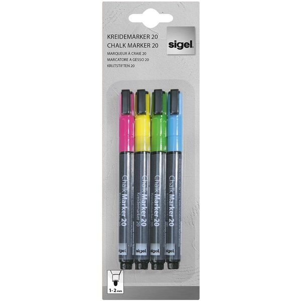 Sigel Kreidemarker 1 - 2 mm 4 Kreidemarker pink / gelb / grün / blau pink