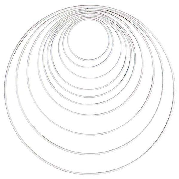 Metallring "Kreis", 10 - 40 cm, 10er-Set, Weiß