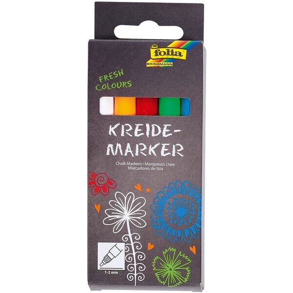 folia Kreidemarker »FRESH COLOURS« 1 - 2 mm 4 Kreidemarker gelb / rot / blau / grün / gelb