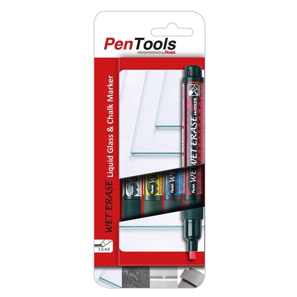 Pentel Kreidemarker 1,5 - 4 mm 4 Stück blau / rot / gelb / weiß blau