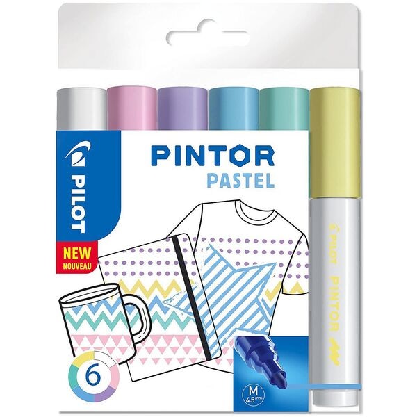Pilot Kreativmarker »Pintor Pastell« 4 mm - 12 mm 6 Stück farbsortiert rosa