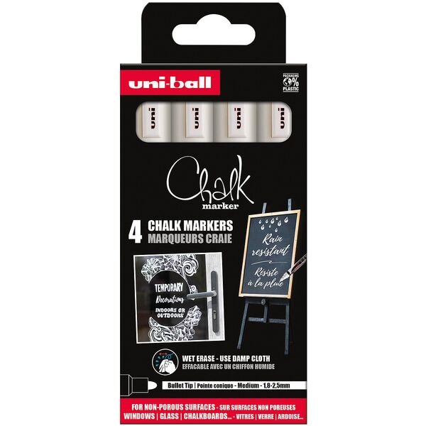 Uni-ball Kreidemarker »Chalk Pwe-5M« 1 - 2 Mm 4 Stück Weiß Weiß