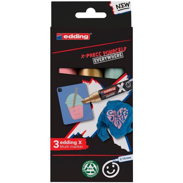 Edding Multimarker 2 - 10 mm 3 Stück gold / minze / pastellrosa