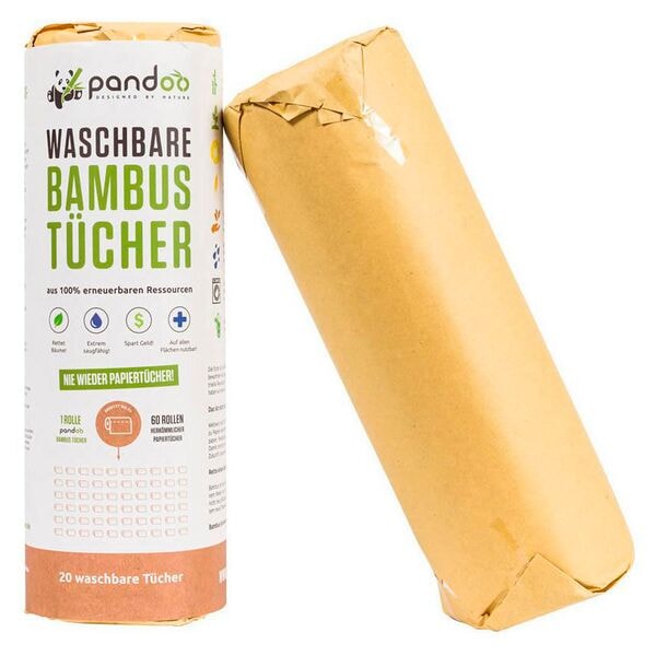 Pandoo Küchenrolle Waschbar »Bambustücher« 20 Blatt Weiß, 27.5 Cm
