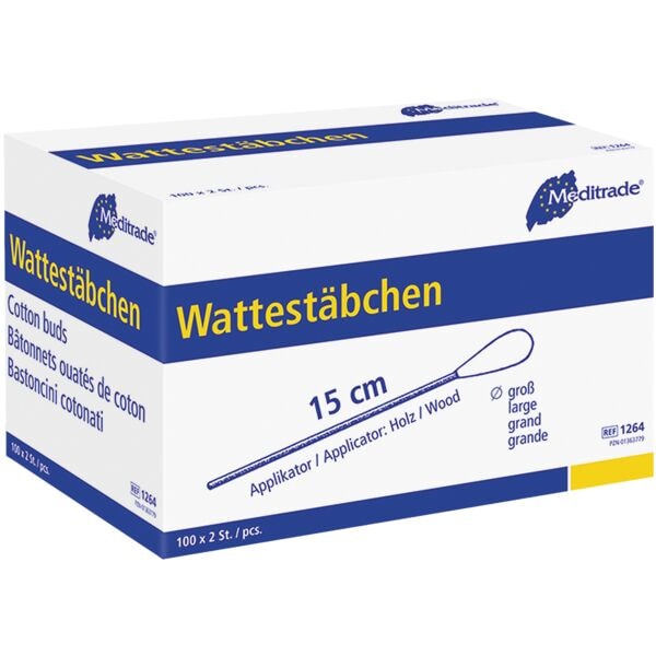 Meditrade Wattestäbchen »groß« Holz 200 Stück