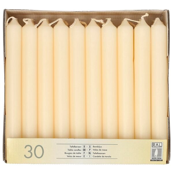 STARPAK Kerzen 19,6 cm 30 Stück creme, 19.6 cm