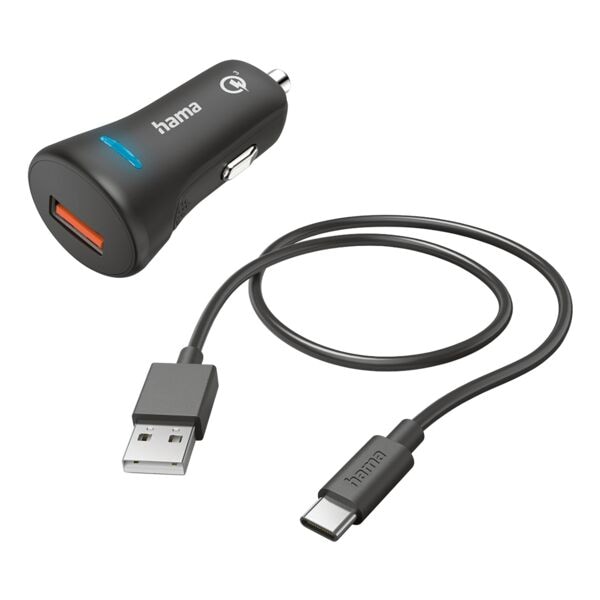 Hama Kfz-Schnellladegerät mit Ladekabel USB-C 19,5 W schwarz