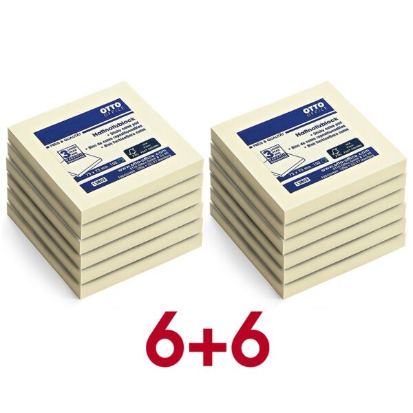OTTO Office 12x Haftnotizblock 75 x 75 mm gelb