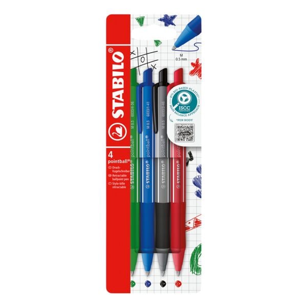 Stabilo 4er-Pack Kugelschreiber»pointball Colorful« Grün
