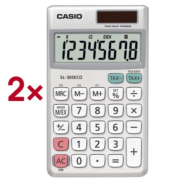 CASIO 2x Taschenrechner »SL-305ECO« silber, 11.9x0.9x7 cm