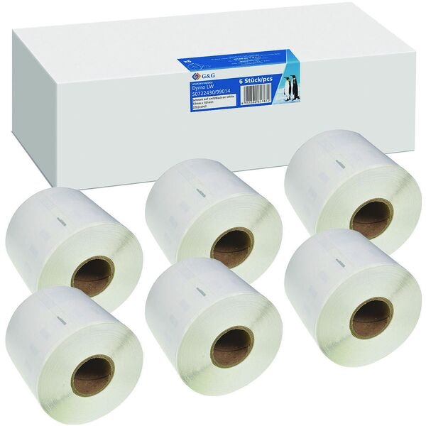 Zebra Etikettenrollen für Etikettendrucker »ersetzt DYMO S0722430 / 99014« 54,0x101,0