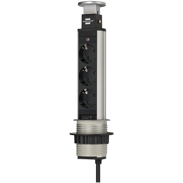 Brennenstuhl 3-fach Tischsteckdosenleiste »Tower Power« grau, 15.5x36x6 cm
