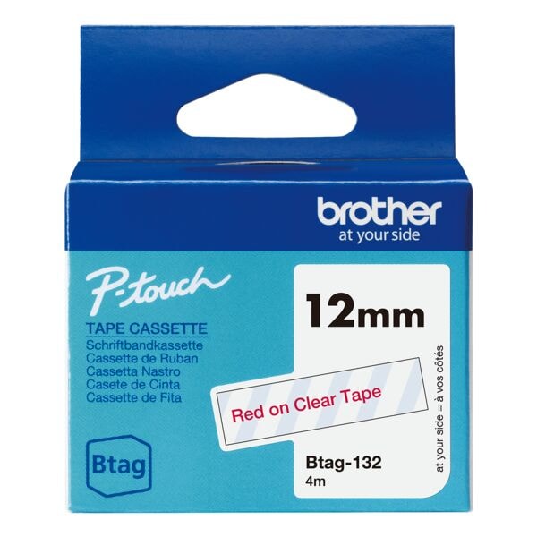 Brother Schriftband »Btag« 12 mm x 4,0 m rot/transparent, 1.2 cm