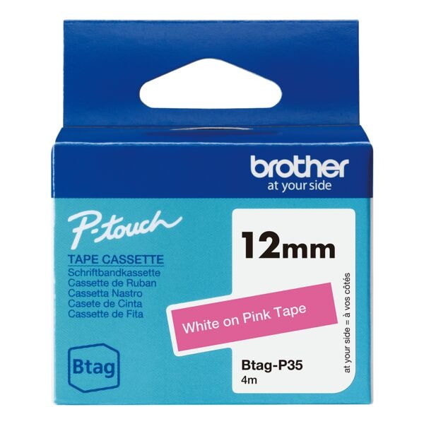 Brother Schriftband »Btag« 12 mm x 4,0 m weiß/pink, 1.2 cm