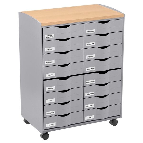 Paperflow Rollwagen - 16 Schubladen, 55.2x74.5x35 cm
