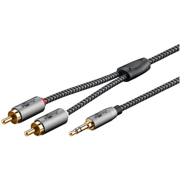 goobay Adapterkabel 3,5 mm Klinke/Cinch silber / schwarz 2.0 m