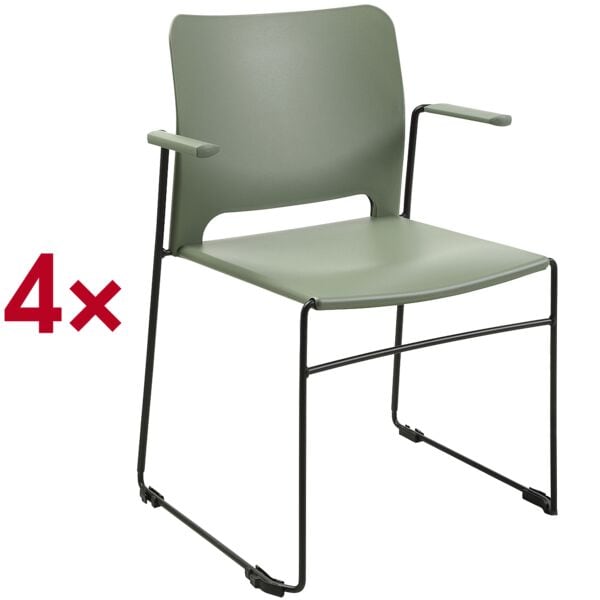 Topstar Besucherstuhl mit Armlehnen »Visit Lite« Kunststoff 4 Stück Oliv, 45x43 cm