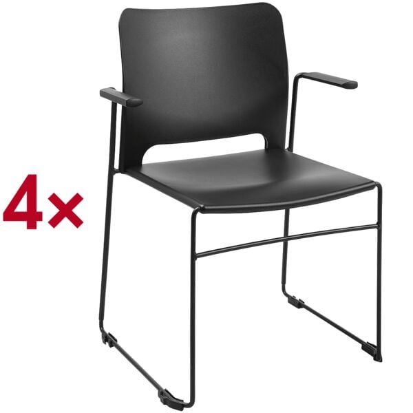 Topstar Besucherstuhl mit Armlehnen »Visit Lite« Kunststoff 4 Stück Schwarz, 45x43 cm