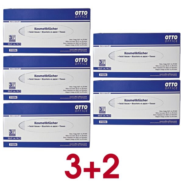 OTTO Office 3 + 2 Aktion: 5x Kosmetiktücherbox 90 Tücher