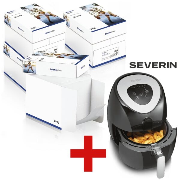 tecno 4 Maxi-Boxen à 2500 Blatt Kopierpapier »Star« inkl. Heißluftfritteuse »FR 2430«
