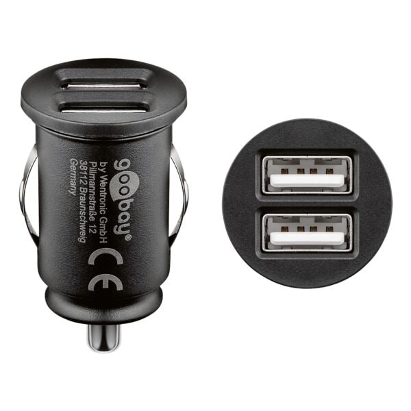 goobay KFZ Dual-Ladegerät USB-A 12 W, 2.5x4.3x2.5 cm