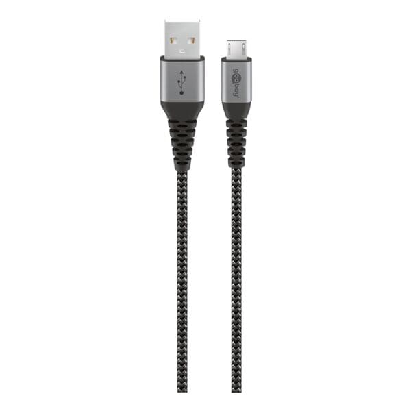 goobay Schnellladekabel Micro-USB auf-USB-A 10,5 W spacegrau/silber 1 m