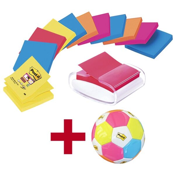 Post-it Super Sticky Haftnotizen »Z-Notes« 76 x 76 mm, 12 Stück inkl. Fußball »Post-it&reg; und Scotch&reg;«