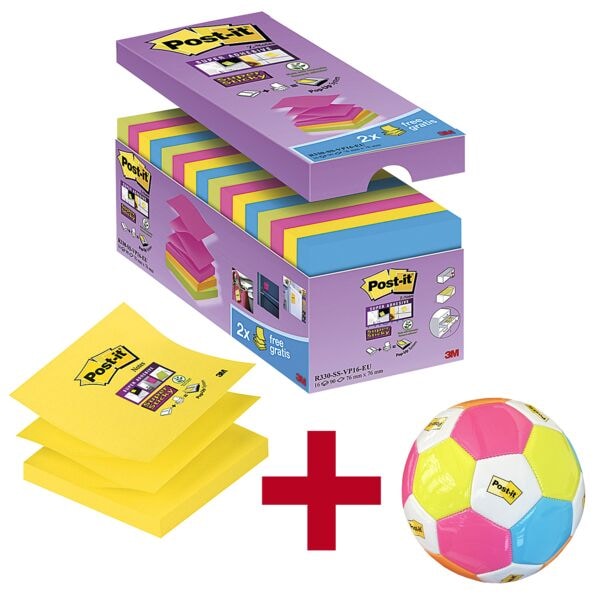 Post-it Super Sticky Haftnotizblock »Z-Notes« 76 x 76 mm, 16 Stück inkl. Fußball »Post-it&reg; und Scotch
