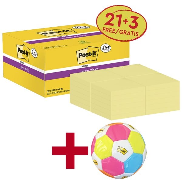 Post-it Super Sticky 21+3 Vorteilspack Haftnotizblöcke »Super Sticky Notes« 47.6 x 47.6 mm inkl. Fußb